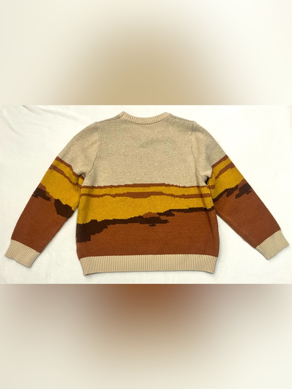 Mymore Women’s Western Cowgirl Cowboy Pullover Crewneck Tan Brown Orange Sweater - Picture 13 of 16